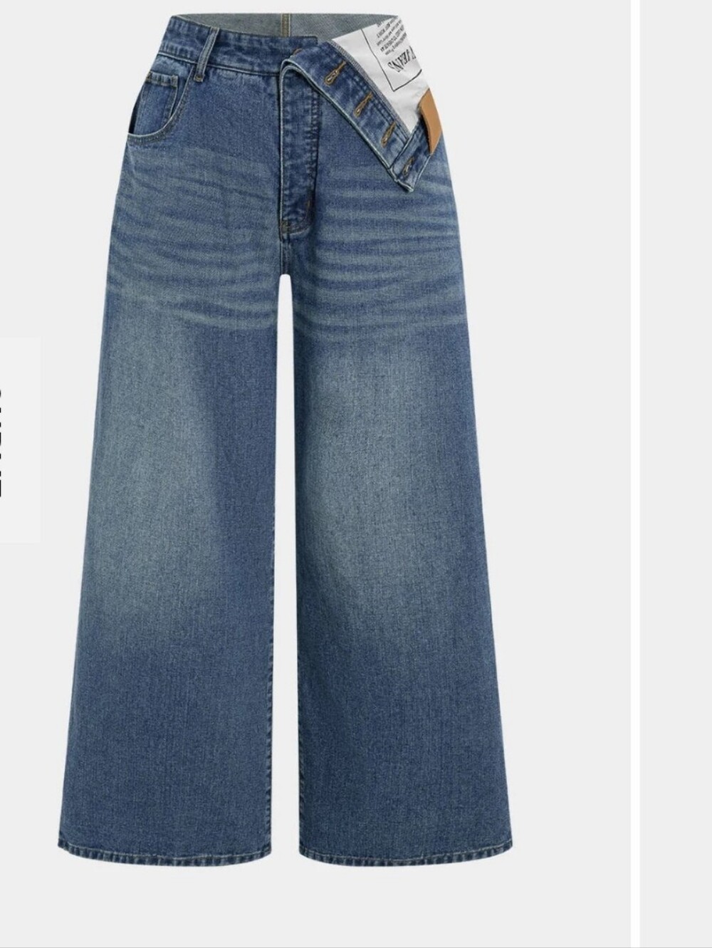 MICAS Plus Size Asymmetrical High Waist Jeans
